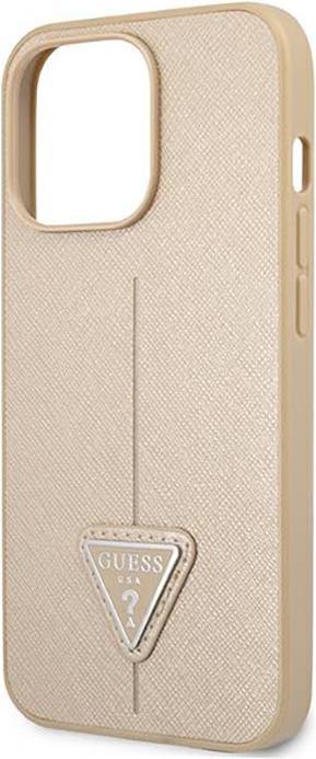 Actual product image Guess GUHCP14LPSATLE iPhone 14 Pro 6.1" beżowy/beige hardcase SaffianoTriangle Logo (Apple iPhone 14 Pro)