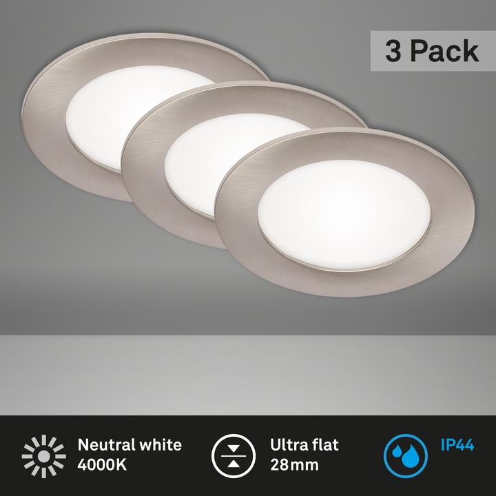 Produktbild Briloner LED Einbauleuchten 3er-Set, nickel, 3xLED-Platine/7W (600 lm)