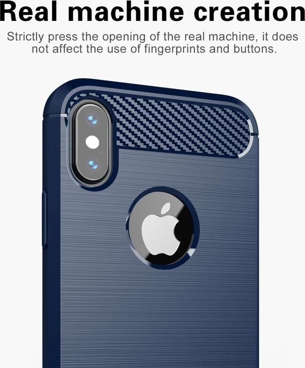 Produktbild Cadorabo TPU Ultra Slim carbon edelstahl Kombi Cover (Apple iPhone XS Max)