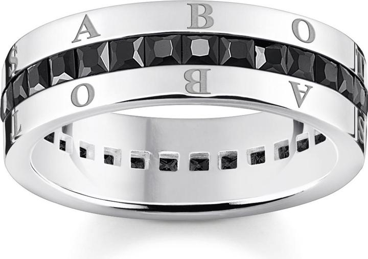 Image du produit Thomas Sabo Bague en ruban avec pierres noires Pavé d'argent (58, Argent 925)