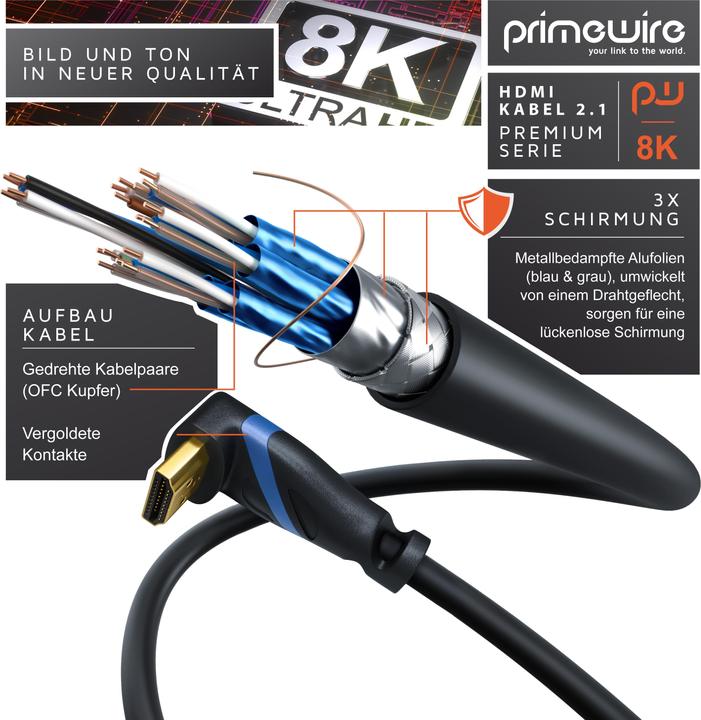 Actual product image Primewire HDMI Cable 2.1, 8K Premium UHD High Speed, 7680x4320 @ 240 Hz with DSC - 4k @ 240Hz with DSC (2 m, HDMI)