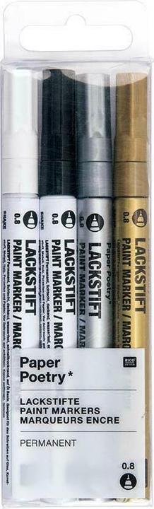 Immagine prodotto Rico Design Set di pennarelli per pittura, nero/bianco/oro/argento (Nero, Bianco, Oro, Argento)