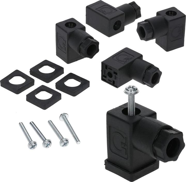 Image du produit Kalitec 5 Stück Ventilstecker Bauform C schwarz 4 polig I Kontaktfläche 15,5 x 15,5 mm² I PG7 I Kont