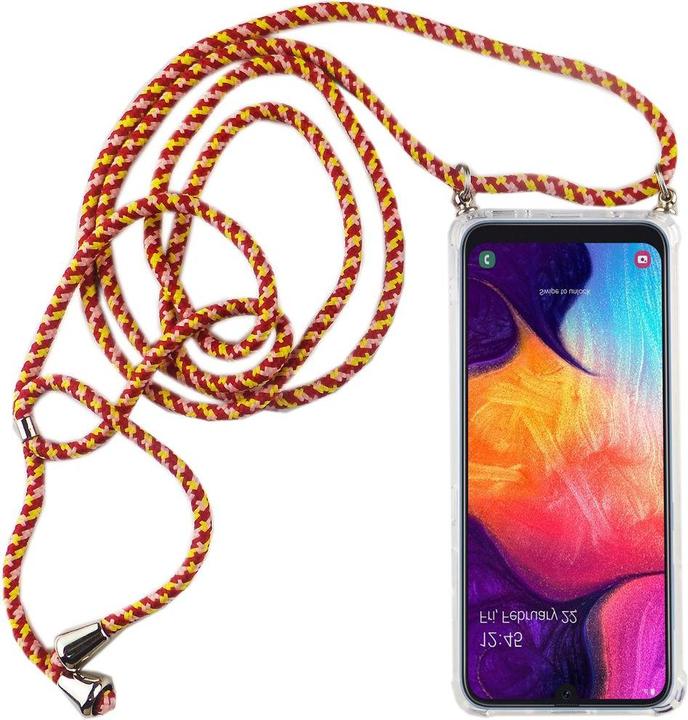 Actual product image König Design Mobile Phone Chain for Samsung Galaxy A50 with Strap Case to hang around with Cord Red New