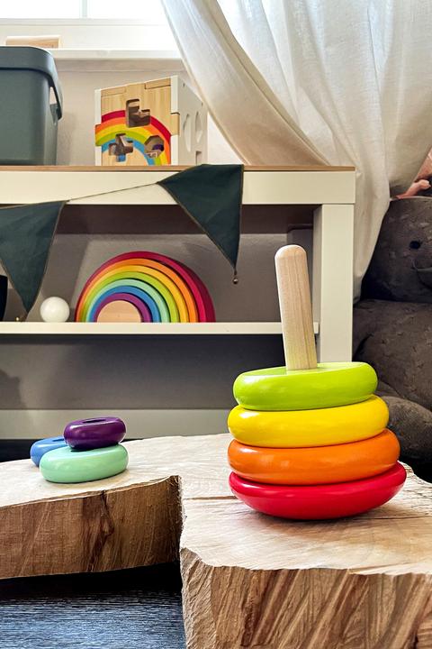 Actual product image small foot Stacking tower rainbow