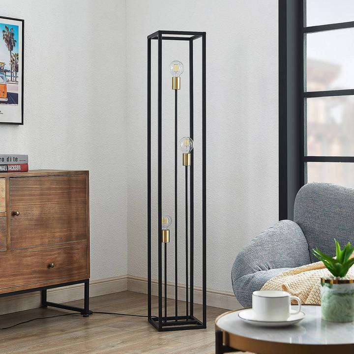 Image du produit Lindby Tiliane Lampadaire cage, noir, 3 flammes (E27)