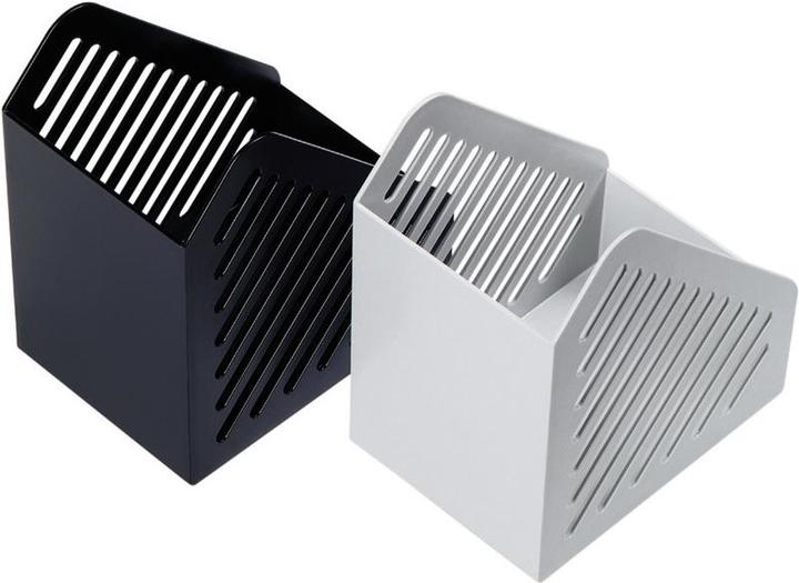 Actual product image Helit Magazine file, grid structure, DIN A5, polystyrene light grey, corner-protecting thanks to grid in (A5)