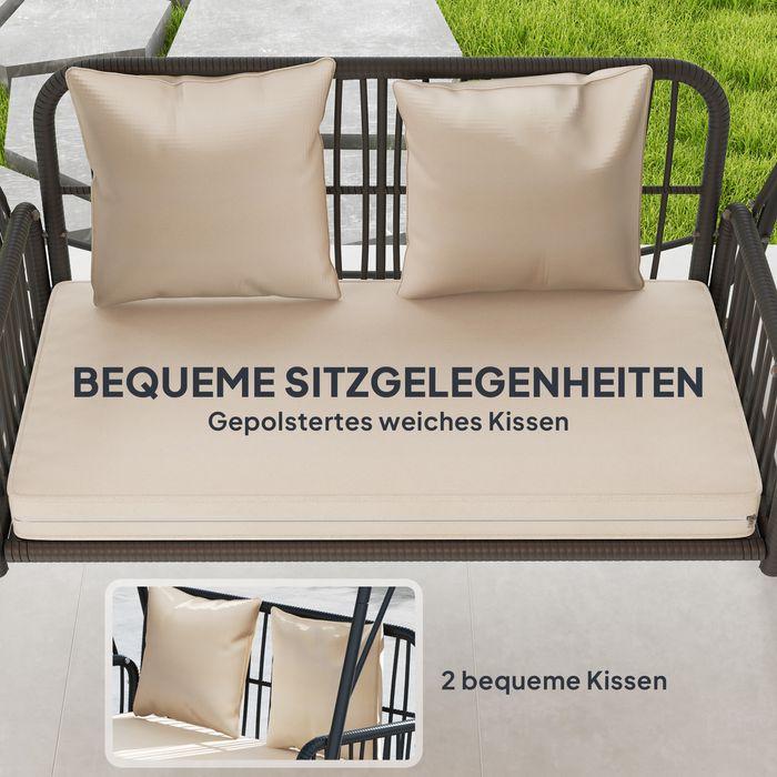 Image du produit Swisshandel24 2-Sitzer Hollywoodschaukel Rattan, bis 240 kg, 149x121x180 cm Khaki