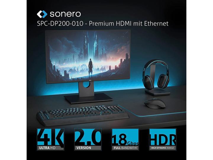 Produktbild Sonero HDMI – DisplayPort (3 m, DisplayPort, HDMI)