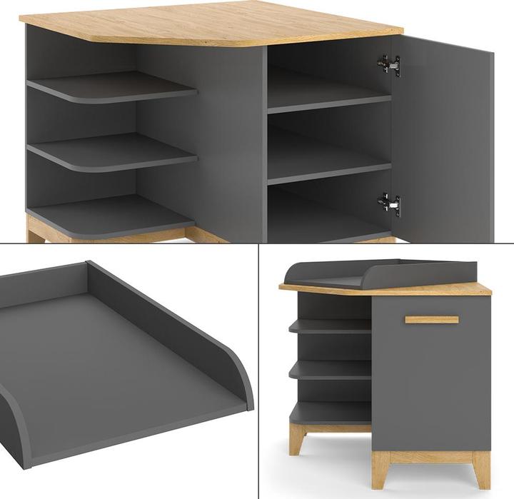 Actual product image VitaliSpa Wickelkommode Malia, Grau/Eiche, 85 x 85.2 cm mit Tür