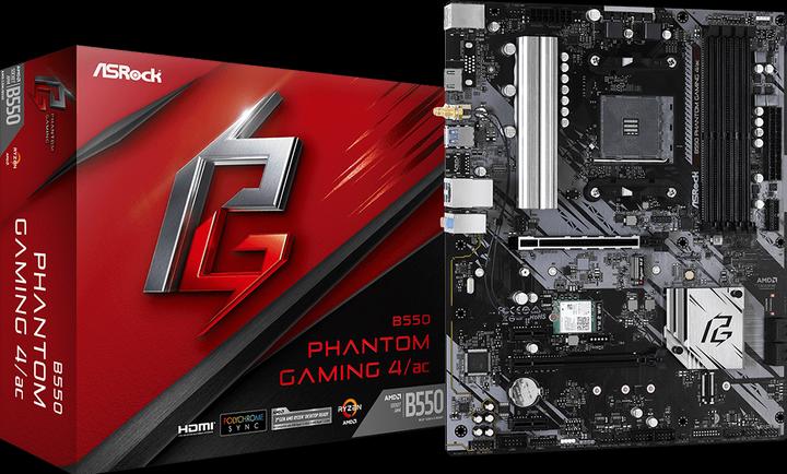 Actual product image AsRock B550 Phantom Gaming 4/ac (AM4, AMD B550, ATX)