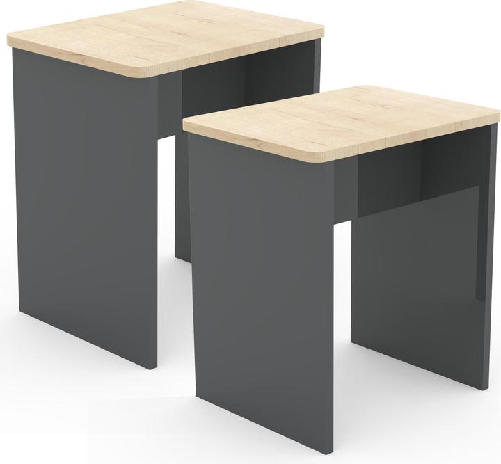 VCM Lot de 2 poufs en bois cube repose-pieds table d'appoint Esal