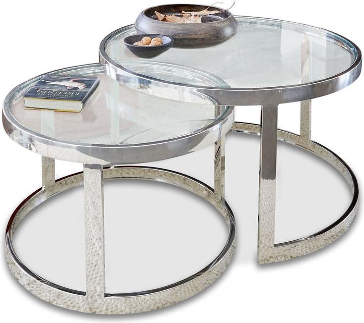 Image du produit Loberon Set de 2 tables d'appoint Cibran argenté (45 x 80 cm)