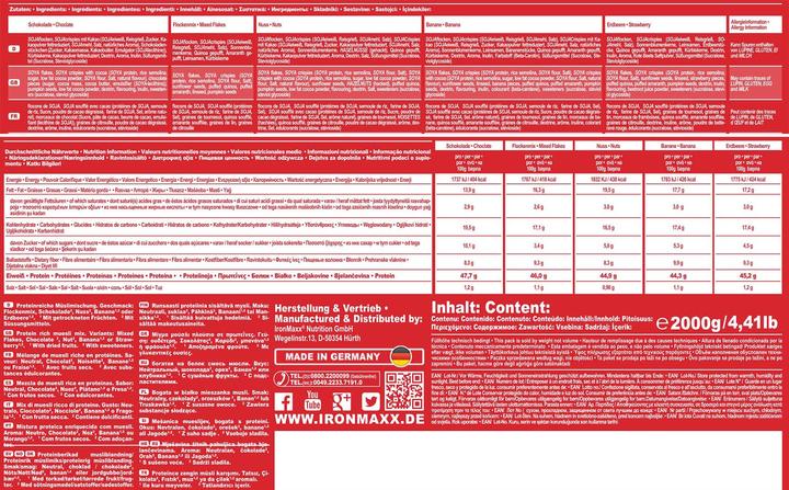 Nährwerte und Zutaten IronMaxx Protein Müsli (2000g Beutel) (2000 g)