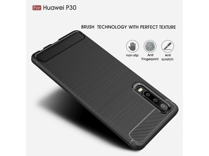 Actual product image Screenguard Huawei P30 Cover Carbon Brushed Soft TPU (Huawei P30)