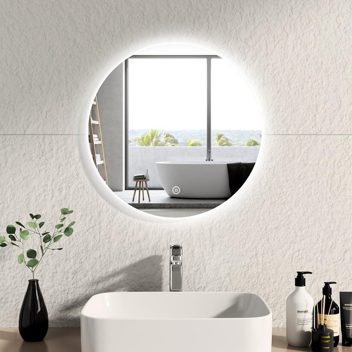 Produktbild Emke Badspiegel mit Beleuchtung Φ50cm, Kaltweiss6500K, Dimmbar, Touch Schalter
