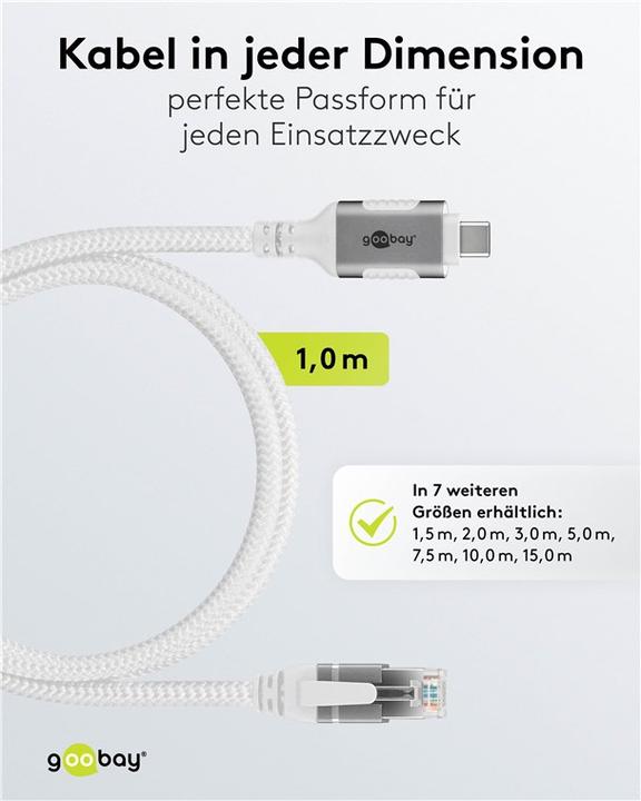 Produktbild Goobay Ethernet-Kabel CAT6 USB-C 3.1 auf RJ45 1m (USB-C 3.1 Gen 1, RJ45 (1x))