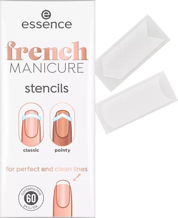 Immagine prodotto essence Manicure francese con stencil 01 Suggerimenti e trucchi francesi (Essiccatore smalto per unghie, Bianco)