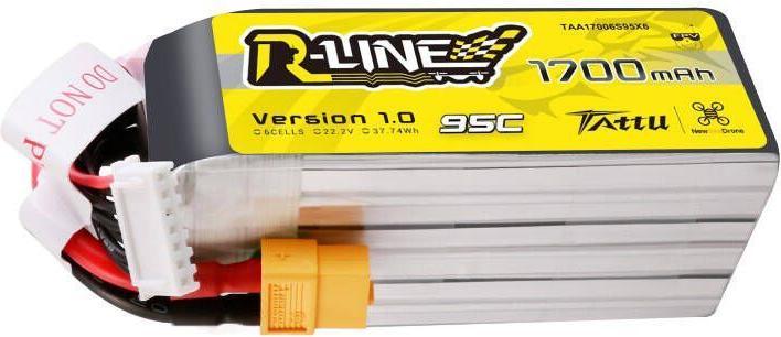 Tattu R-Line 22.2V 1700mAh 6S 95C Lipo Battery with XT60 Plug (22.20 V, 1700 mAh)