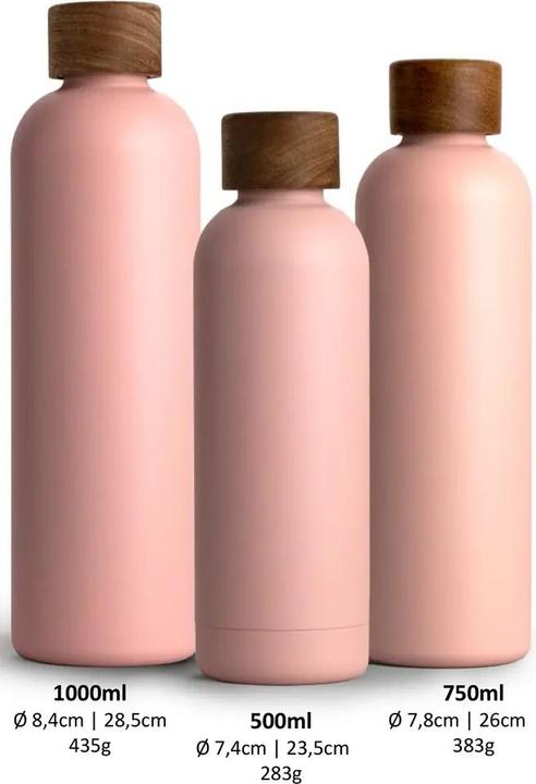 Produktbild T&N Edelstahl Trinkflasche (Wood Edition, Nude, 1l) (1 l)