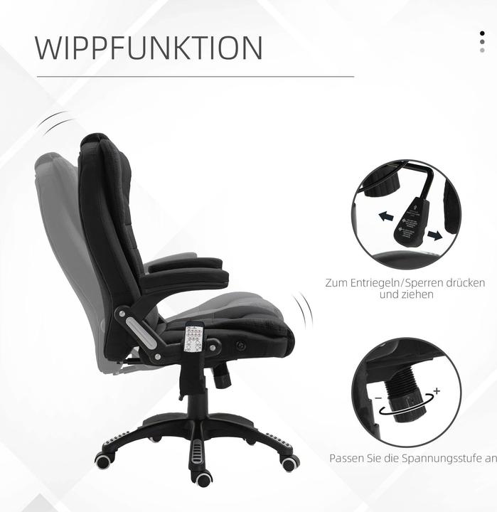 Produktbild Vinsetto Bürostuhl mit Massage- und Wärmefunktion