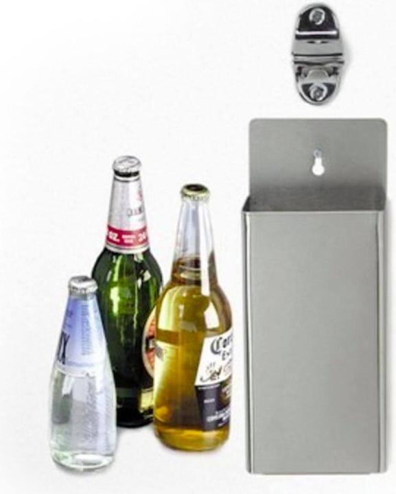 Actual product image Ich-zapfe Wall-mounted bottle opener incl. collection container (Corkscrew)