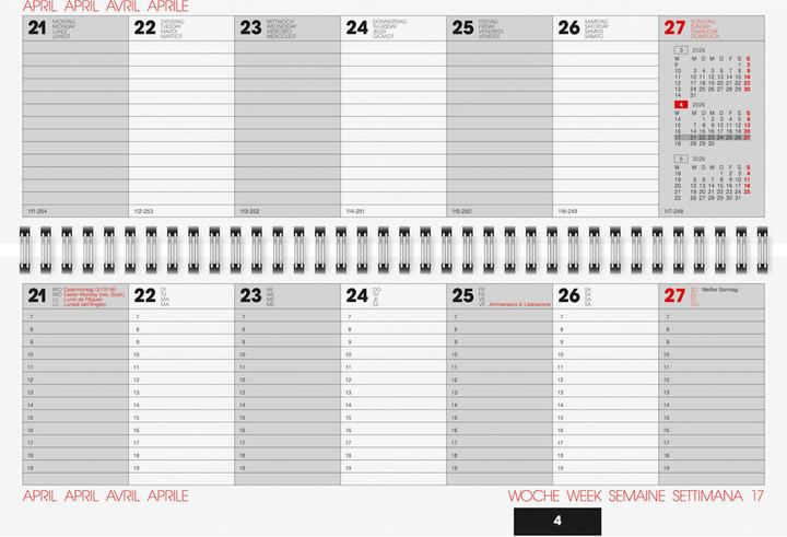 Produktbild Simplex Querkalender Wire-O 29.7 x 10.5 cm, 2026 (29 x 10.5 cm, Harter Einband, Deutsch)