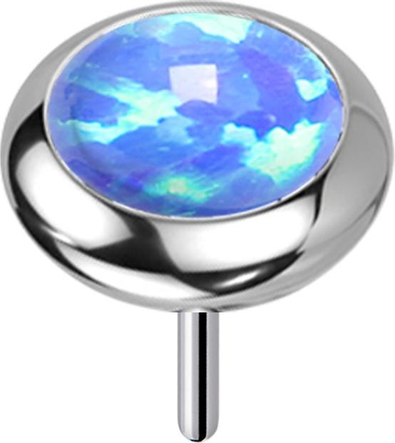 Star Piercing Threadless silber Scheibe abgerundet Opal blau (ohne Messing, Titan G23)