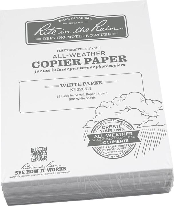 Image du produit Rite in the Rain Papier à copier Letter 500 feuilles 120g/m2 blanc (120 g/m², 500 x, courrier)