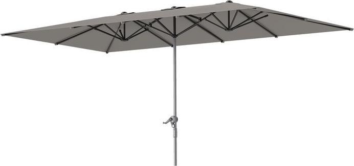 Actual product image Swisshandel24 Doppelsonnenschirm mit Kurbel 451x264 cm, Alu, Dunkelgrau (2.64 m)