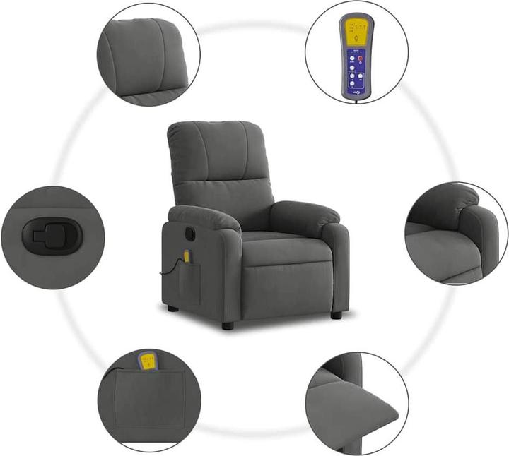 Produktbild VidaXL Massagesessel Dunkelgrau Mikrofasergewebe,Farbe