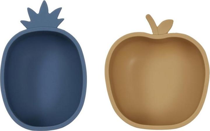 Immagine prodotto Oyoy Ciotola per bambini Ananas e Mela 2 pezzi, Blu/Marrone