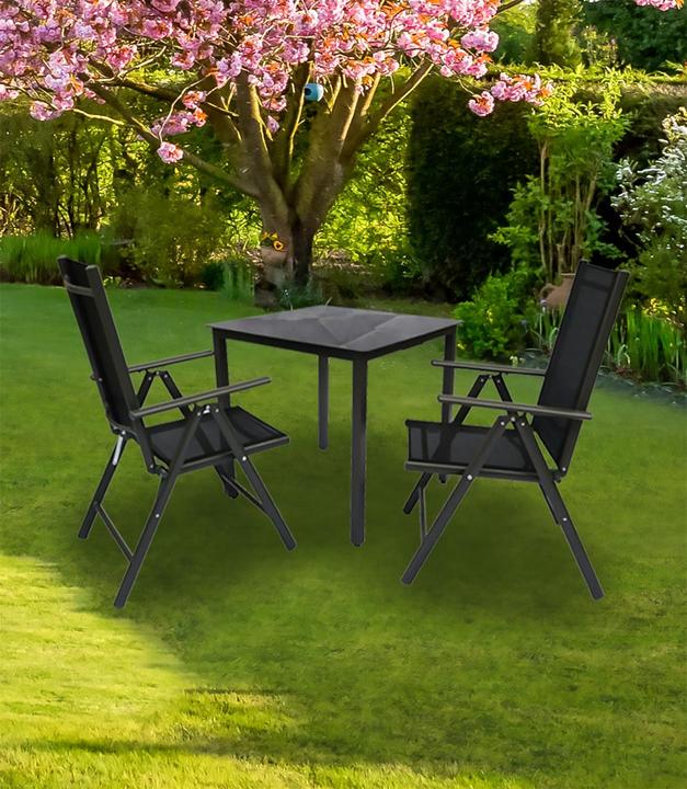 Produktbild VCM Alu Gartenmöbel Set 80 x 80 Schwarzglas (80 cm)