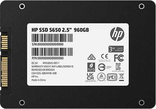 Produktbild HP HEWLETT PACKARD SSD S650 960GB 345M0AA intern 2,5 (960 GB, 2.5")
