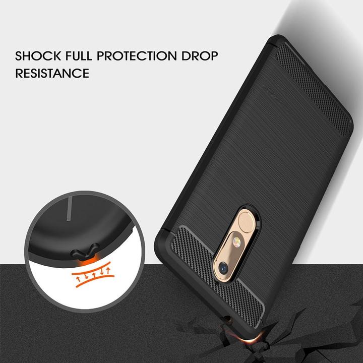 Actual product image König Design Nokia 5.1 Case Carbon Fiber Optics Brushed Protective Cover Bumper Case Grey (Nokia 5.1)
