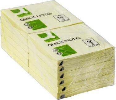 Produktbild Q-Connect Notesblok med lim 100 ark gul papir L76xB76xH10mm,12 stk/pk (12 Stk.)