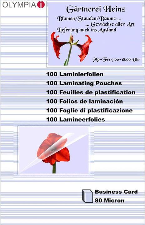 Immagine prodotto Olympia Fogli di laminazione per biglietti da visita (Biglietto da visita, 100 Pezzo/i, 80 µm)