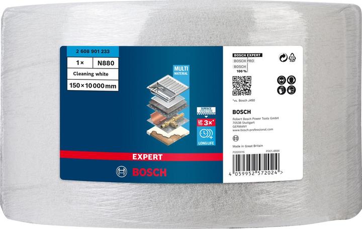 Actual product image Bosch Professional Zubehör Expert N880 fleece roll for hand sanding, 150 mm x10 m, cleaning, 10 pcs.