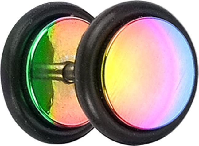 Produktbild Star Piercing Fake Plug farbig mit O-Ring und Titanium Beschichtung (Chirurgenstahl 316L, ohne Messing)