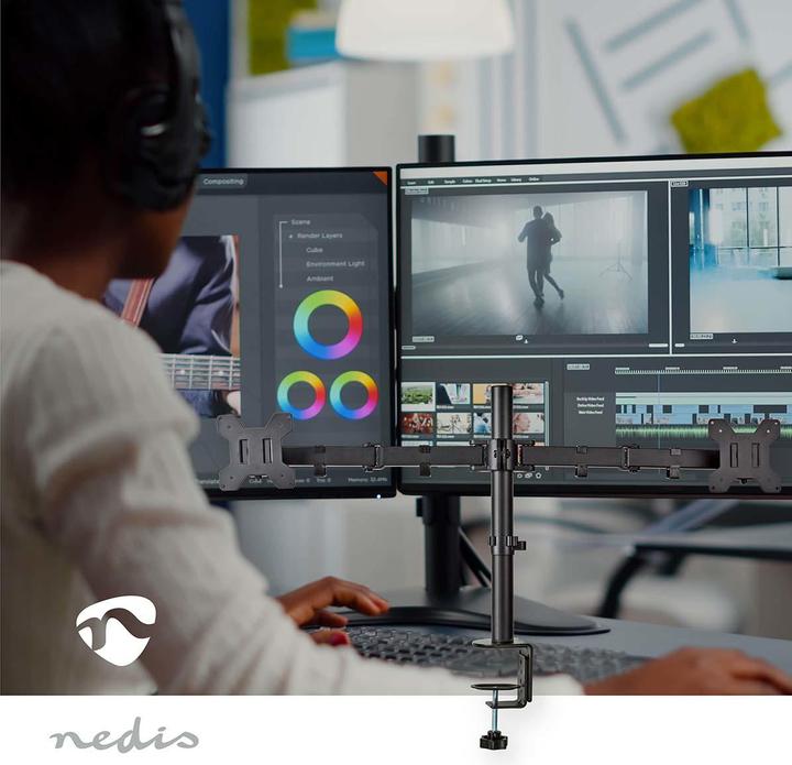Actual product image Nedis Desk monitor holder | 2 screen(s) | 15 - 32 " | 75x75 / 100x100 | Fully movable (Table, 32")