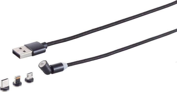Actual product image Shiverpeaks S/CONN maximum connectivity Universal--USB-A magnetic charging cable, 3in1, 540°, black, 2m (2 m, USB 3.2 Gen 1)