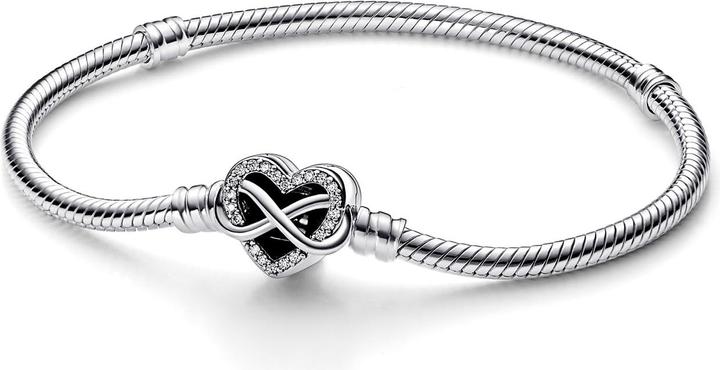 Pandora Moments Schlangen Gliederarmband mit Funklendem Unendlichkeits Herzverschluss