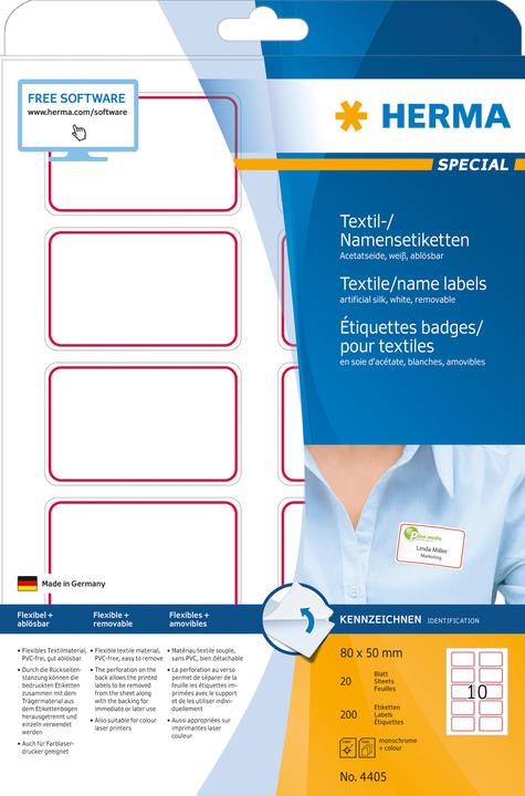 Actual product image HERMA A4 removable name labels