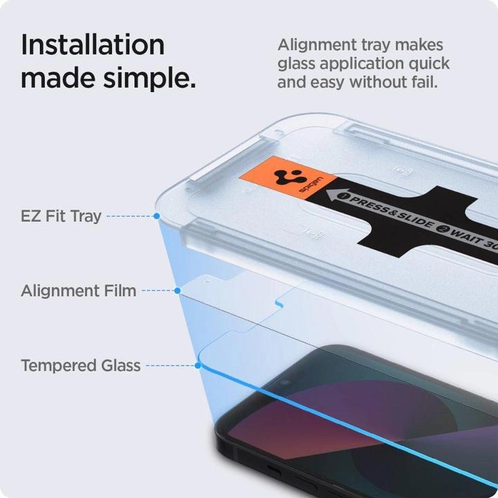 Produktbild Spigen Glas.tR EZ Fit (2 Stück, Apple iPhone 14, Apple iPhone 13, Apple iPhone 13 Pro)