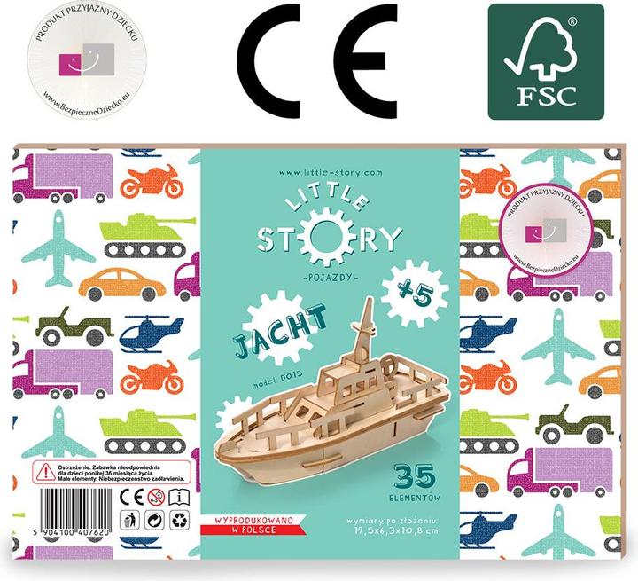 Image du produit Little Story Modèle de puzzle en bois 3D - Bateau (35 pièces)