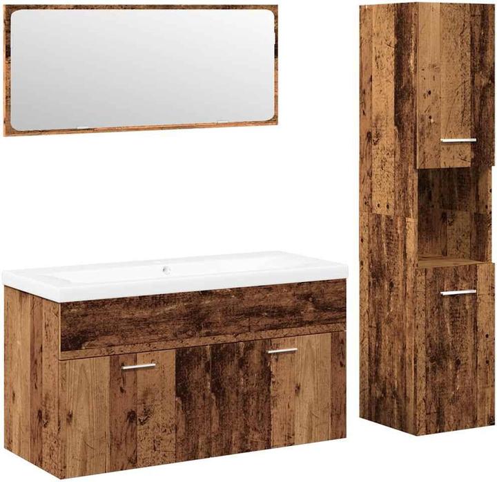 Actual product image VidaXL 4-tlg. Badmöbel-Set Altholz-Optik Holzwerkstoff Badmöbelset