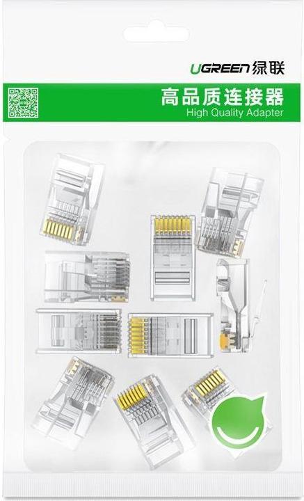 Actual product image Ugreen RJ45 Plug NW120, Ethernet, 8P/8C, Cat.6/6e, UTP (100 pieces) (UTP, CAT6e, 0.16 m)