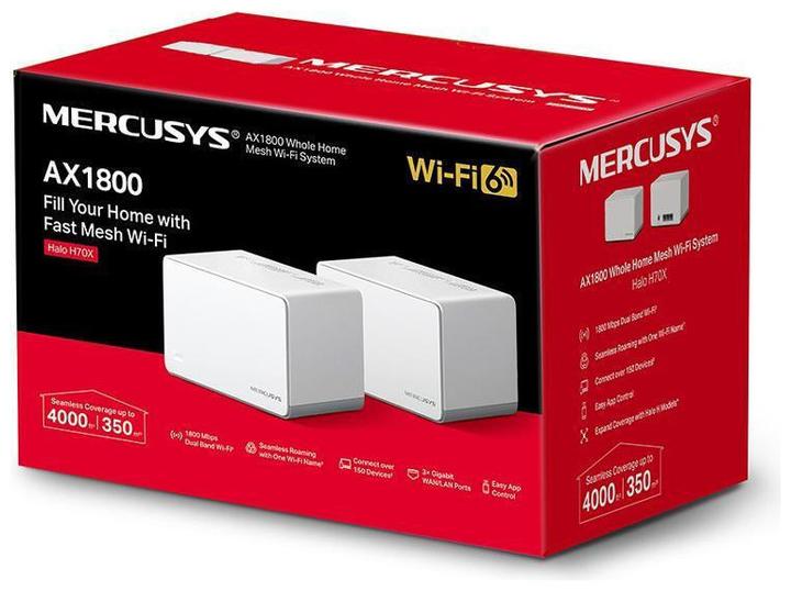 Produktbild Mercusys HALO H70X (2-PACK) Dual-band ( / ) Wi-Fi 6 (802.11ax) White 3 Internal