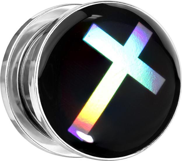 Produktbild Star Piercing Flesh Plug silber Kreuz (ohne Messing, Chirurgenstahl 316L)