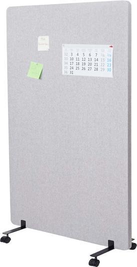 Produktbild Mendler Akustik-Trennwand, Büro-Sichtschutz Raumteiler Pinnwand, doppelwandig rollbar Stoff/Textil - 127x80c